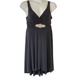 Enfocus Studio Black Formal Bra Dress NEW Stretch Empire Waist Surplice Neck  16